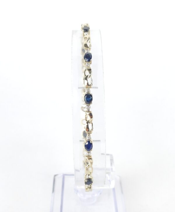 14k Yellow Gold 2.25ctw Oval Cut Blue Sapphire Figure 8 Infinity Bracelet 8'' - Image 3