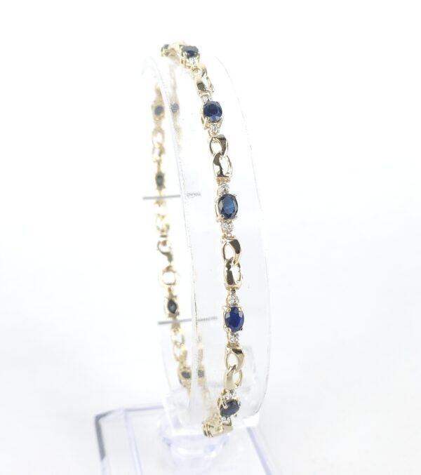 14k Yellow Gold 2.25ctw Oval Cut Blue Sapphire Figure 8 Infinity Bracelet 8'' - Image 4