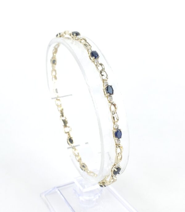14k Yellow Gold 2.25ctw Oval Cut Blue Sapphire Figure 8 Infinity Bracelet 8'' - Image 5