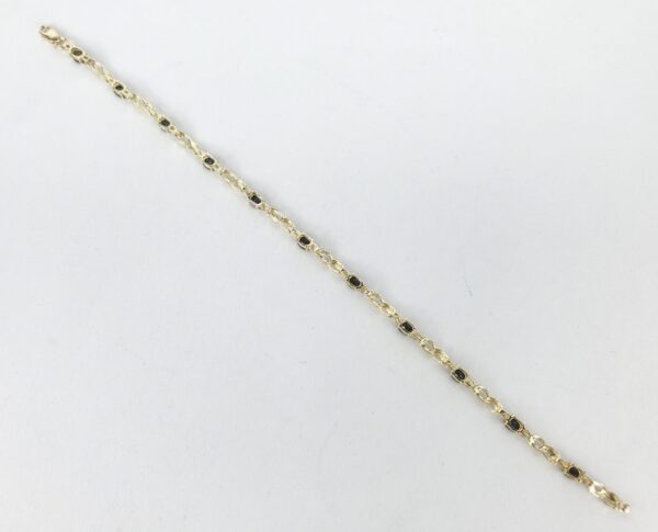 14k Yellow Gold 2.25ctw Oval Cut Blue Sapphire Figure 8 Infinity Bracelet 8'' - Image 7