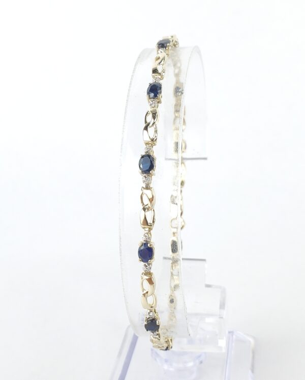 14k Yellow Gold 2.25ctw Oval Cut Blue Sapphire Figure 8 Infinity Bracelet 8''