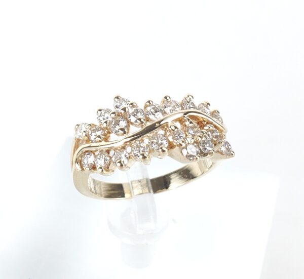 14k Yellow Gold .66ctw Diamond Curve Vine Plant Leaf Style Band Ring 5.5'' - Image 4