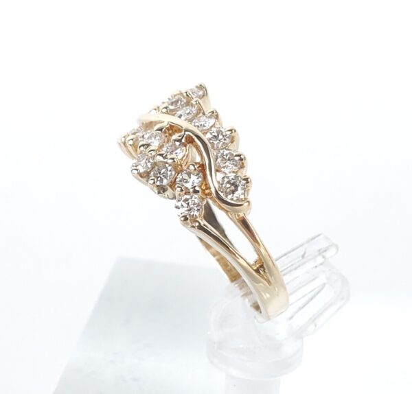 14k Yellow Gold .66ctw Diamond Curve Vine Plant Leaf Style Band Ring 5.5'' - Image 6