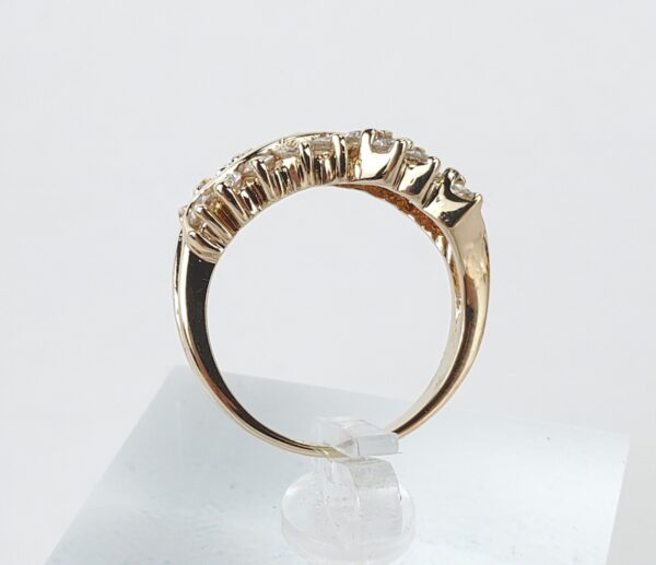 14k Yellow Gold .66ctw Diamond Curve Vine Plant Leaf Style Band Ring 5.5'' - Image 7