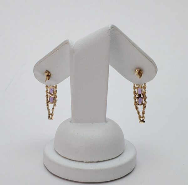 14k Yellow Gold Amethyst Twisted Rope Half Huggie Style Stud Earrings 1 1/8'' - Image 8