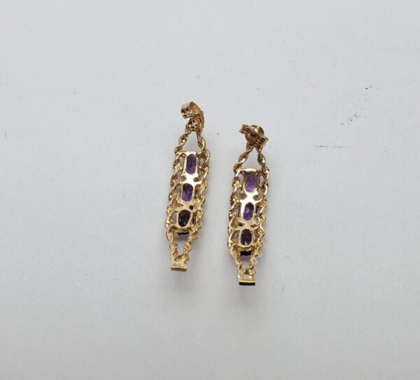 14k Yellow Gold Amethyst Twisted Rope Half Huggie Style Stud Earrings 1 1/8'' - Image 10