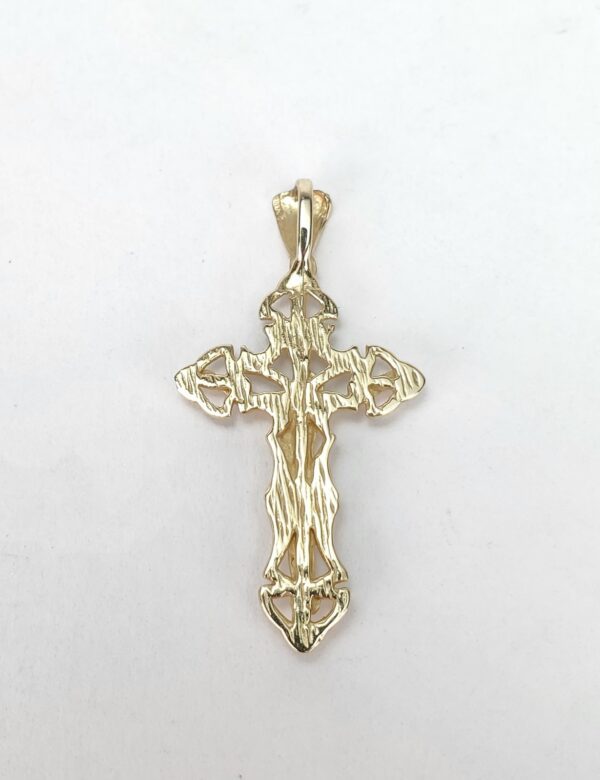 14k Yellow Gold Christian Catholic Open Work Crucifix Cross Drop Pendant 1 1/2'' - Image 6