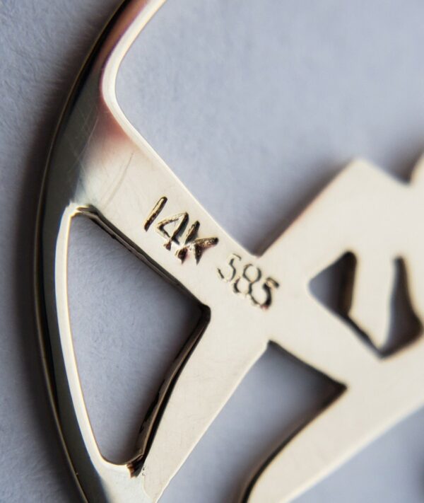 14k Yellow Gold Large Chinese Symbol of Love Open Work Charm Pendant 1 1/4'' - Image 6