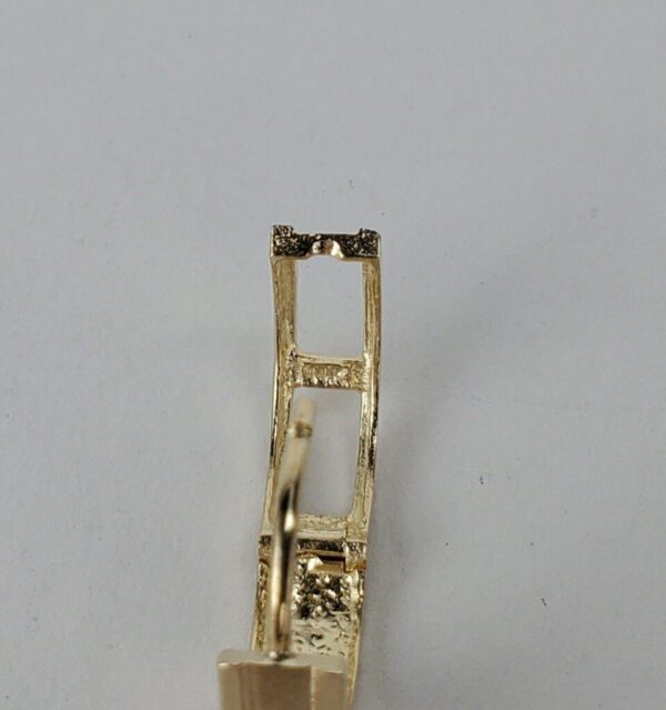 14k Yellow Gold Textured Cubic Zirconia CZ Huggie Hoop Style Earrings 5/8'' - Image 6