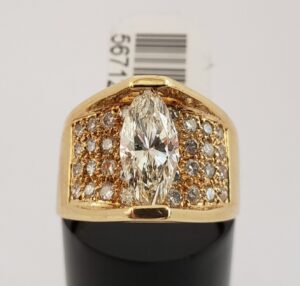 18k 750 Yellow Gold Floating Marquise Diamond Band 2.12ctw Ring