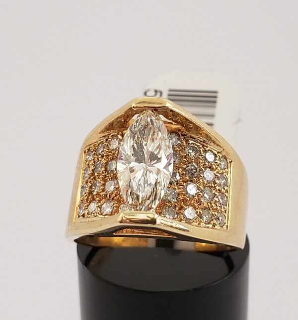 18k 750 Yellow Gold Floating Marquise Diamond Band 2.12ctw Ring - Image 6