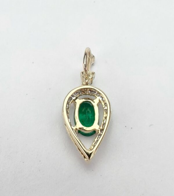 18k Multi-Tone Gold Natural Emerald Pave Halo Diamond Slider Pendant 3/4'' - Image 5