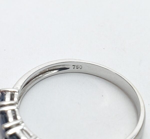 18k White Gold 1.00ctw Natural Oval Blue Sapphire 5 Stone Band Ring 7'' - Image 10