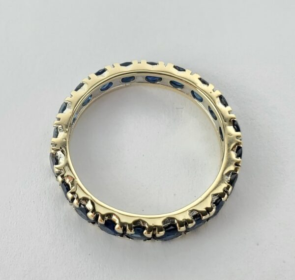 18k Yellow Gold 2.50ctw Natural Blue Sapphire Eternity Band Ring 6.25'' - Image 8