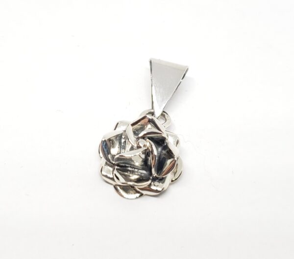 925 Mexico Sterling Silver Flower Rose Love Drop Pendant 1 1/4'' - Image 3