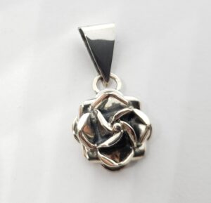 925 Mexico Sterling Silver Flower Rose Love Drop Pendant 1 1/4''