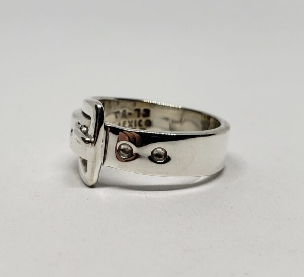 925 Sterling Silver TA-73 Mexico Mexican Belt Buckle Ring 6.75'' - Image 3