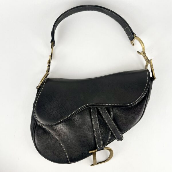 Christian Dior Black Leather Saddle Bag Entrupy Authenticated