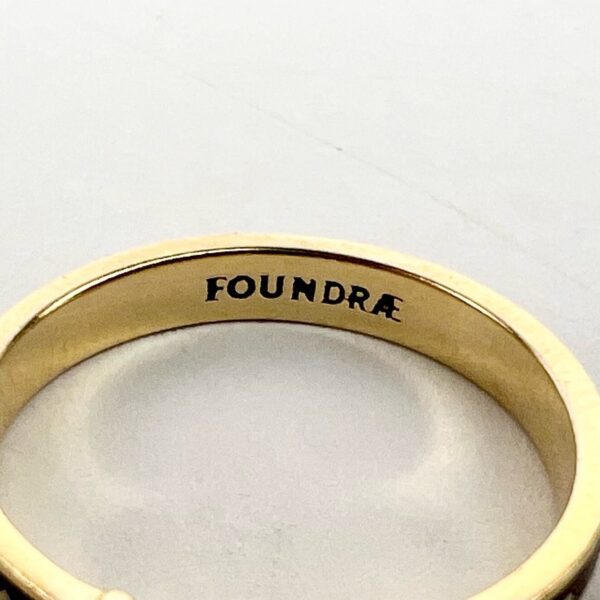 Foundrae 18k Yellow Gold If Not Now Then When Red Enamel Diamond Baguette Band - Image 11
