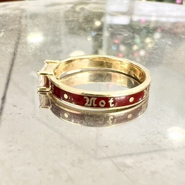 Foundrae 18k Yellow Gold If Not Now Then When Red Enamel Diamond Baguette Band - Image 5