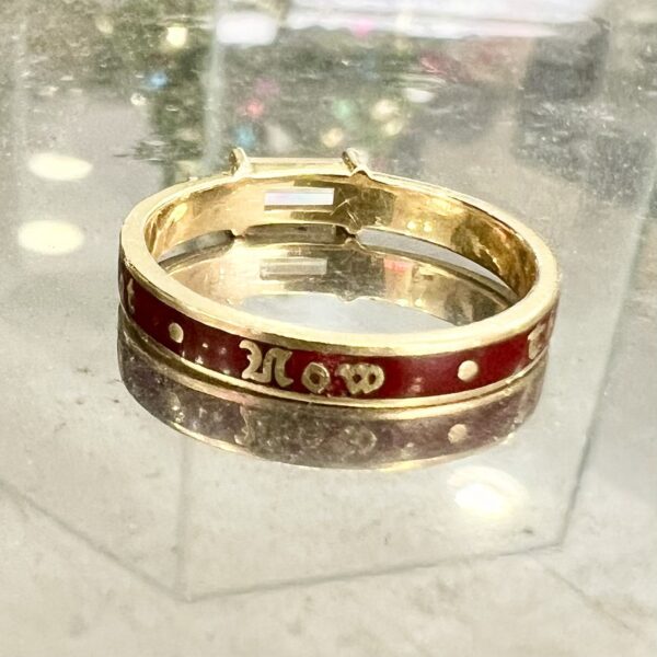 Foundrae 18k Yellow Gold If Not Now Then When Red Enamel Diamond Baguette Band - Image 6