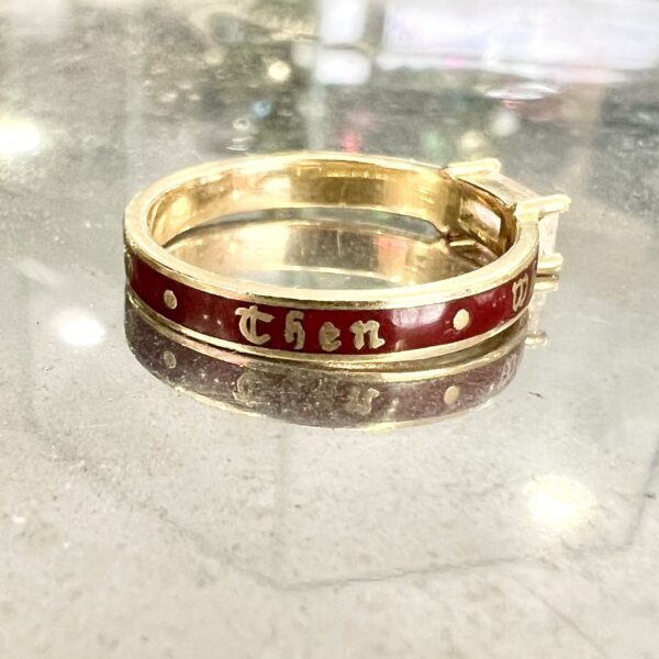 Foundrae 18k Yellow Gold If Not Now Then When Red Enamel Diamond Baguette Band - Image 7