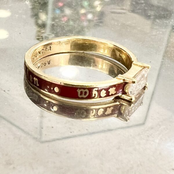 Foundrae 18k Yellow Gold If Not Now Then When Red Enamel Diamond Baguette Band - Image 8