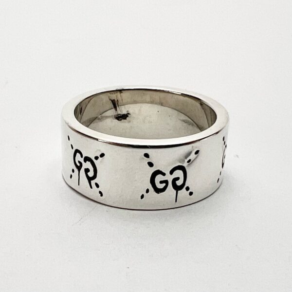 Gucci Ghost 925 Sterling Silver 9mm Band Ring 8.5'' - Image 3