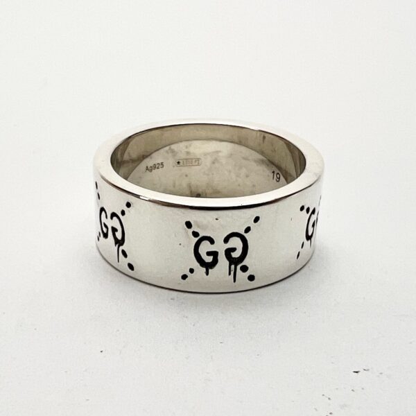 Gucci Ghost 925 Sterling Silver 9mm Band Ring 8.5'' - Image 4