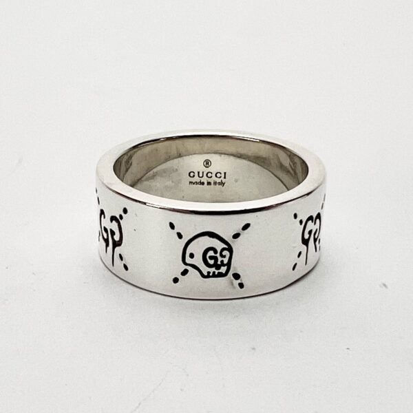 Gucci Ghost 925 Sterling Silver 9mm Band Ring 8.5''