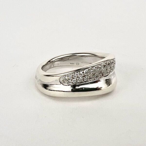 Judith Ripka 925 Sterling Silver Diamond Eros Sculptural Band Ring 7'' - Image 3