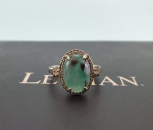 Levian 14k Rose Gold Aquaprase Vanilla Topaz Chocolate Quartz Halo Ring w Box