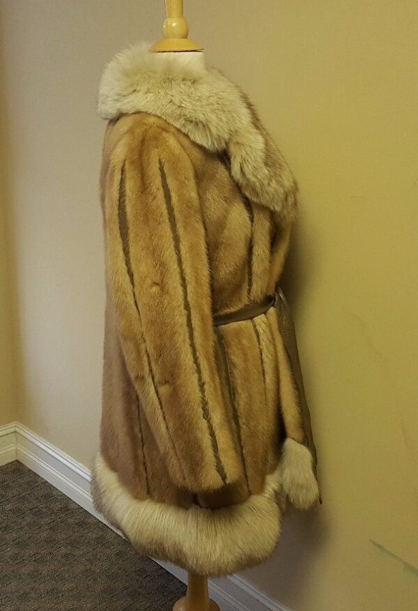 Mademoiselle Cream Mink & Leather Coat Jacket - Image 4