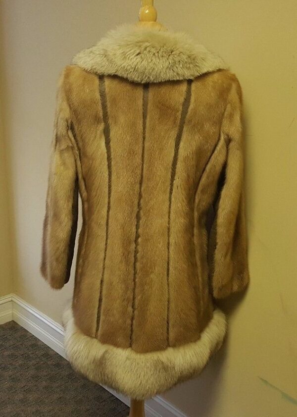 Mademoiselle Cream Mink & Leather Coat Jacket - Image 5