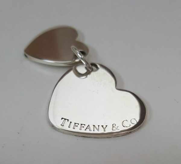 Tiffany & Co 925 Sterling Silver Double Heart Charm Monogram Pendant - Image 3