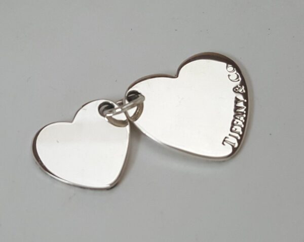 Tiffany & Co 925 Sterling Silver Double Heart Charm Monogram Pendant - Image 4