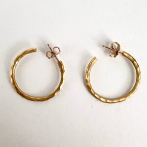 Tiffany & Co. Paloma Picasso 18k 750 Rose Gold Hammered Hoop Stud Earrings