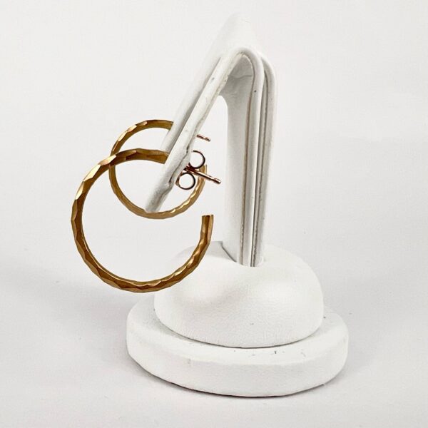 Tiffany & Co. Paloma Picasso 18k 750 Rose Gold Hammered Hoop Stud Earrings - Image 7