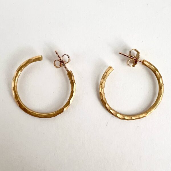 Tiffany & Co. Paloma Picasso 18k 750 Rose Gold Hammered Hoop Stud Earrings