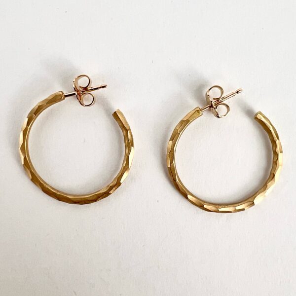 Tiffany & Co. Paloma Picasso 18k 750 Rose Gold Hammered Hoop Stud Earrings - Image 8