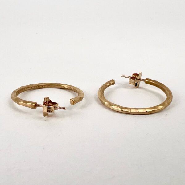 Tiffany & Co. Paloma Picasso 18k 750 Rose Gold Hammered Hoop Stud Earrings - Image 9