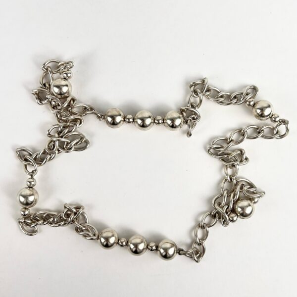 Vintage 925 Sterling Silver Bead Ball Chain Curb Link Long Necklace 36'' - Image 3