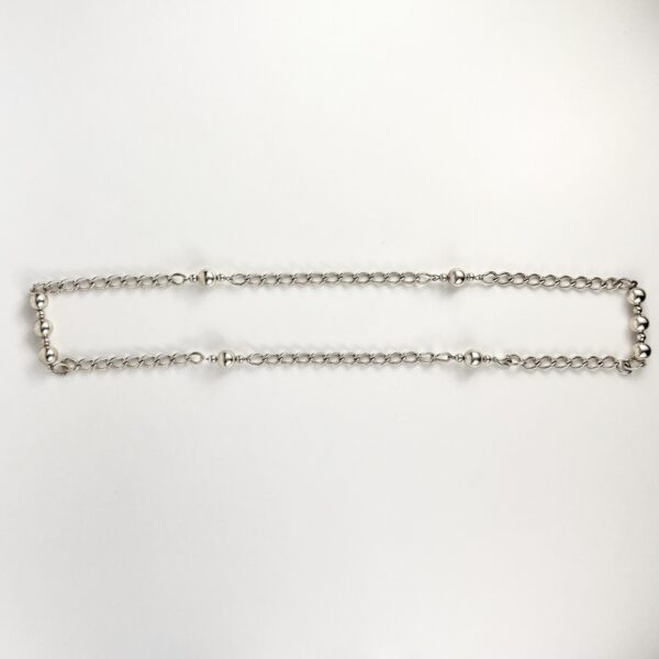 Vintage 925 Sterling Silver Bead Ball Chain Curb Link Long Necklace 36'' - Image 4