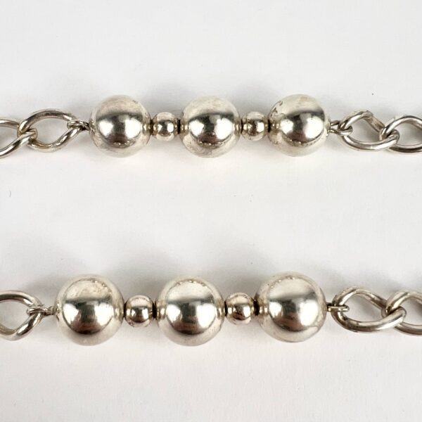 Vintage 925 Sterling Silver Bead Ball Chain Curb Link Long Necklace 36'' - Image 5