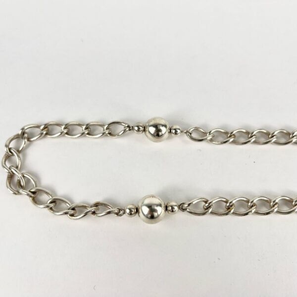 Vintage 925 Sterling Silver Bead Ball Chain Curb Link Long Necklace 36'' - Image 6