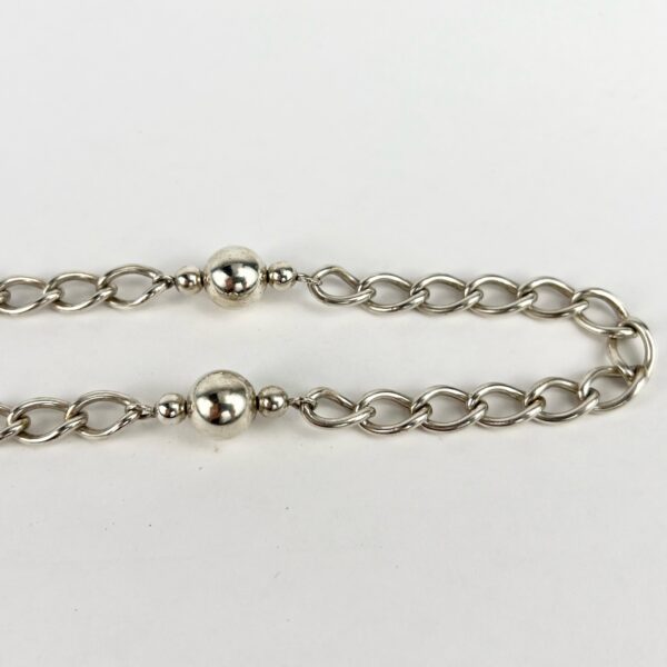 Vintage 925 Sterling Silver Bead Ball Chain Curb Link Long Necklace 36'' - Image 7