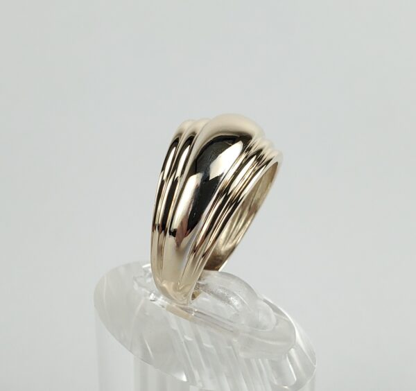 10k Yellow Gold 10.75mm Ribbed Dome Cigar Band Ring 6.75'' - Image 5