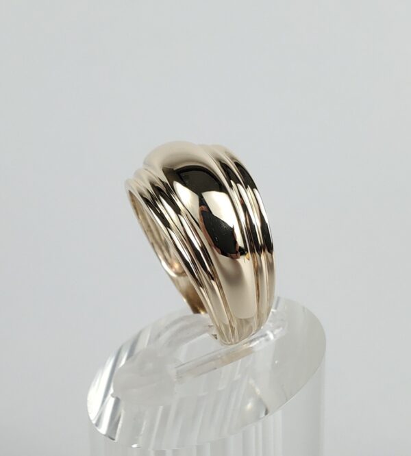 10k Yellow Gold 10.75mm Ribbed Dome Cigar Band Ring 6.75'' - Image 6