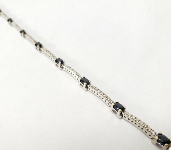 14k White Gold 2.00ct Natural Blue Sapphire .72ct Diamond Tennis Bracelet 7'' DD - Image 3