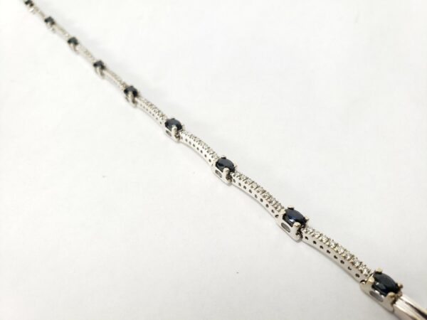 14k White Gold 2.00ct Natural Blue Sapphire .72ct Diamond Tennis Bracelet 7'' DD - Image 4